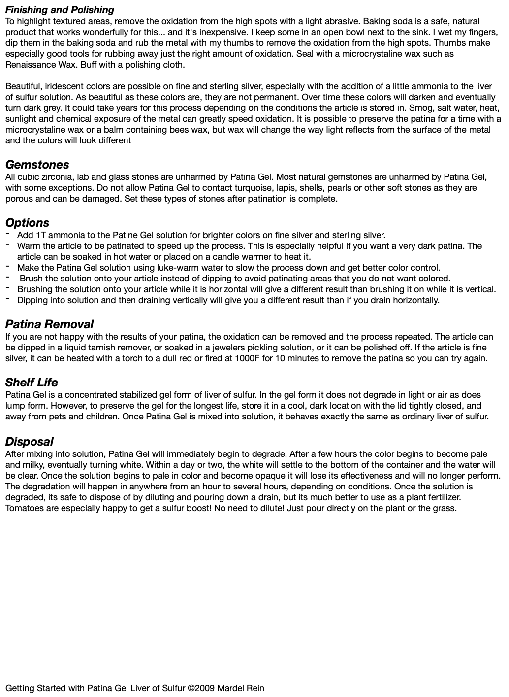 File showing the instructions to using the Liver of Sulfur Gel